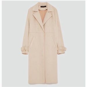 Zara Suede Effect Trench Coat Large